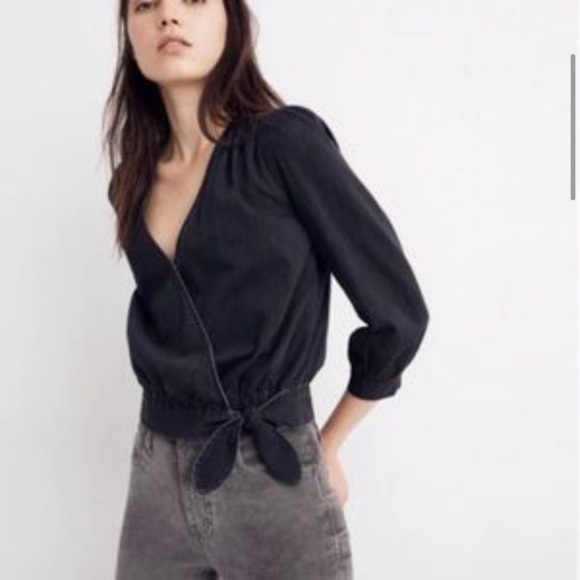 Madewell Denim Wrap Top - Picture 3 of 9